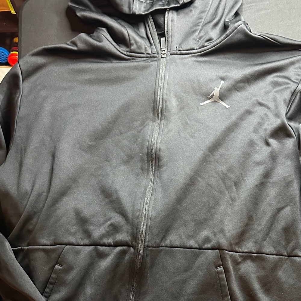 Jordan Mens 3XL Full Zip Hoodie Black Jumpman Sleeve Graphic Sweatshirt